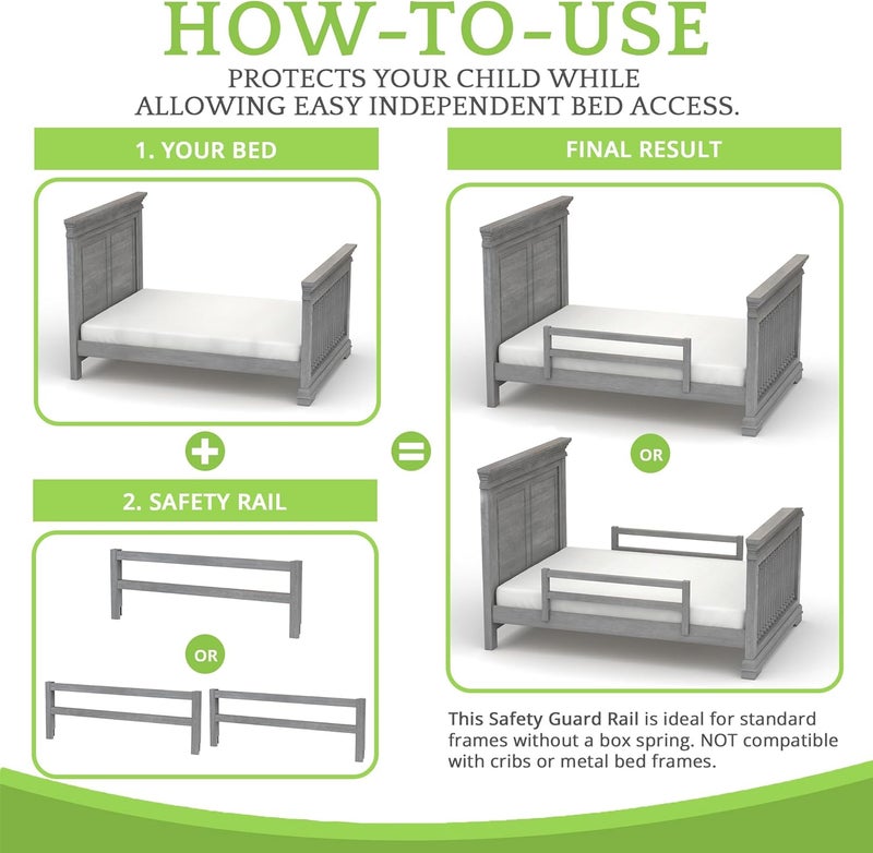 CC KITS Safety Guard Rail for Baby, Kids, and Children - Solid Wood Safety Bed Rail for Toddlers - Easy Installation - Premium Protection for Bunk, Twin, Full, Queen and King Size Beds - (Steel / Storm Grey) - Image 5